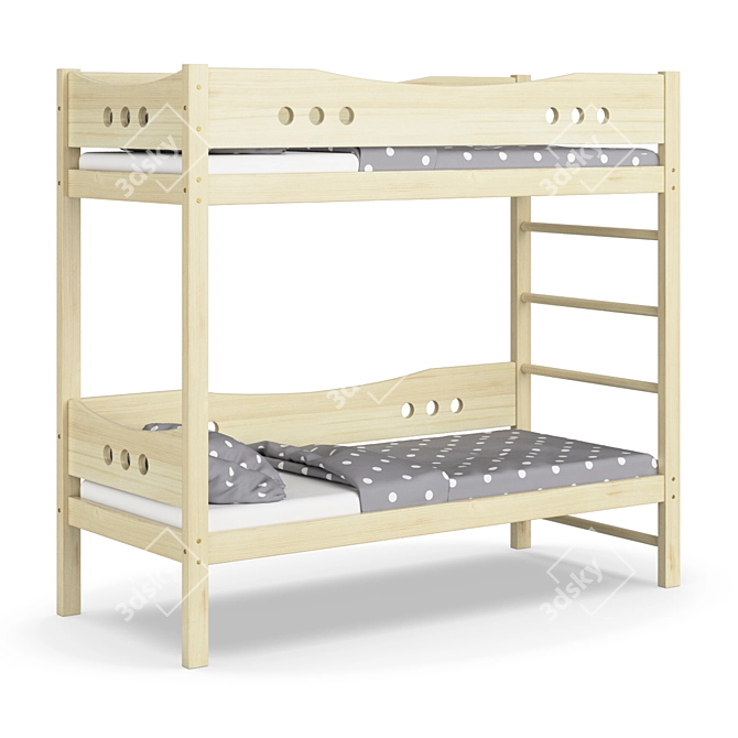 Legenda KM20 - Solid Pine Kids Bed 3D model image 1