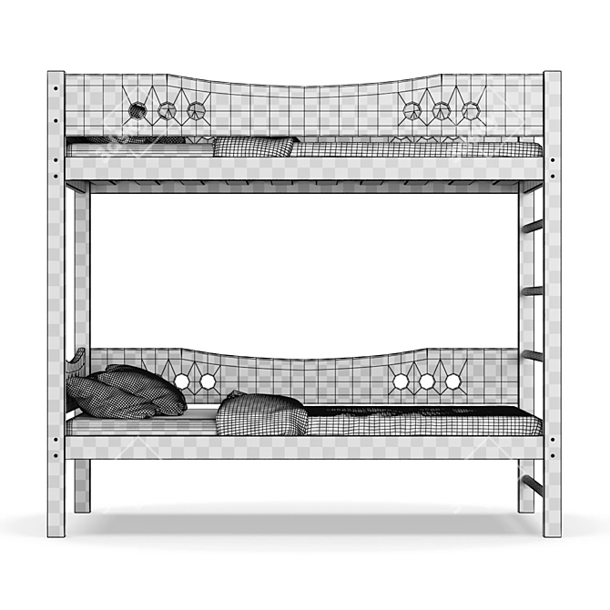 Legenda KM20 - Solid Pine Kids Bed 3D model image 4