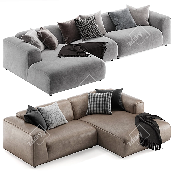 Rolf Benz freistil 187 L Sofa - Modern and Spacious 3D model image 6