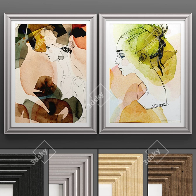 Modern Art Frame Set 3D model image 1