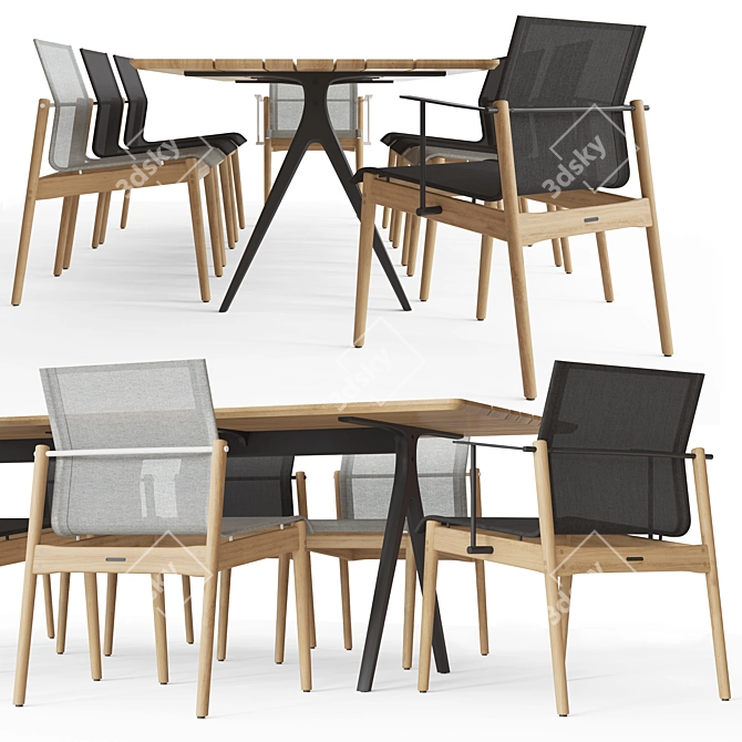Gloster SPLIT Table and SWAY Chair Set 3D model image 2