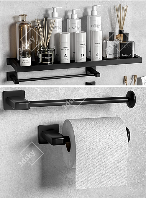 Modern Bathroom Accessories Set 3D model image 4