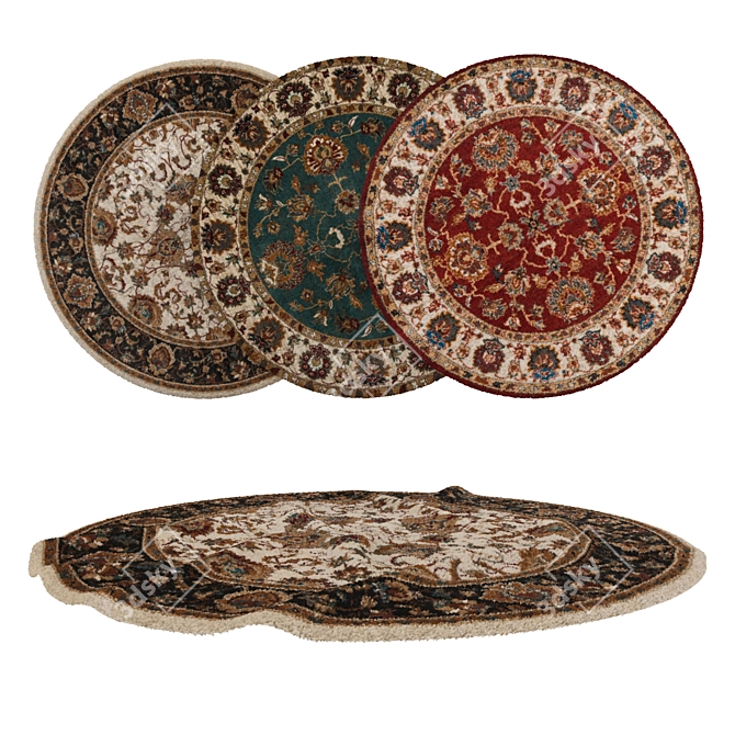 Round Rug Set: Versatile and Stylish 3D model image 1