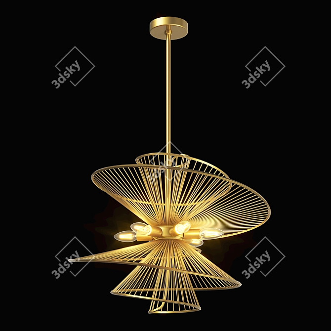 Versatile 6-Light Zeta Ceiling Chandelier 3D model image 1