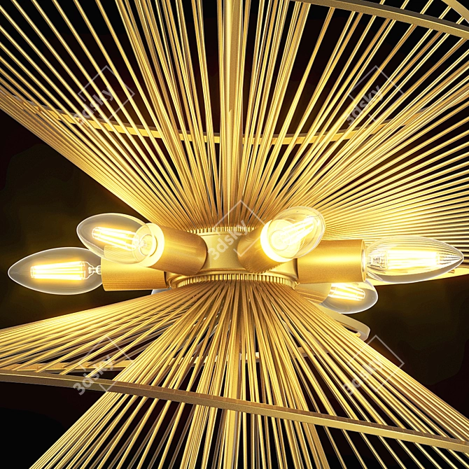 Versatile 6-Light Zeta Ceiling Chandelier 3D model image 3