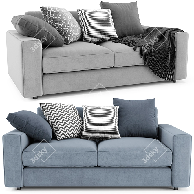 Urban 2 Seater Sofa: Sleek Design, Cozy Comfort 3D model image 1