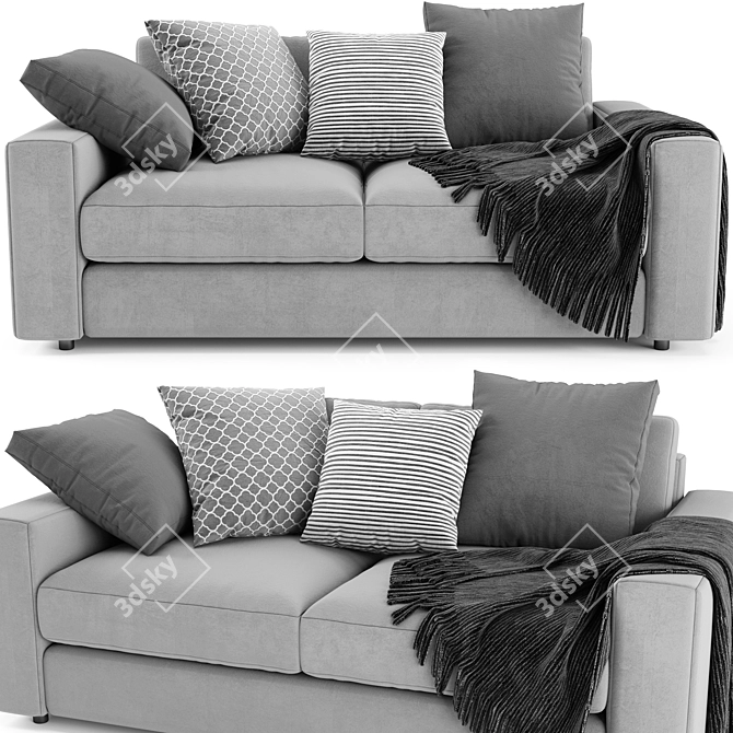 Urban 2 Seater Sofa: Sleek Design, Cozy Comfort 3D model image 2