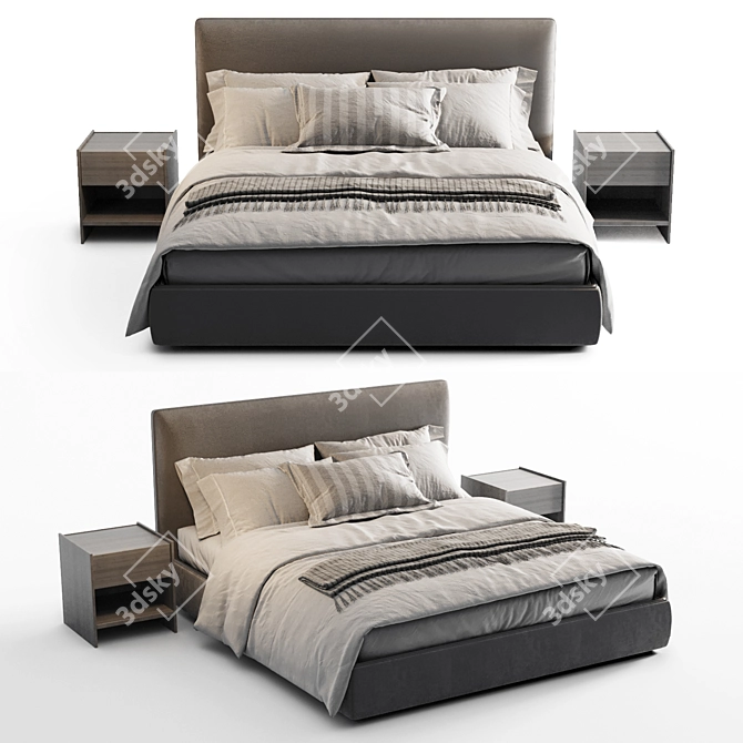 Sleek and Stylish Molteni Ribbon Bed 3D model image 1