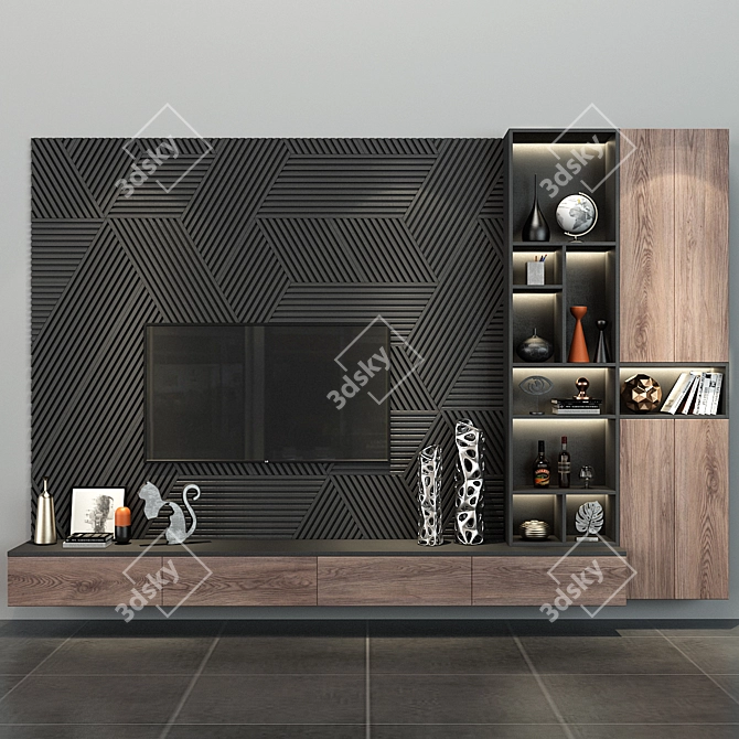 Modern Oak Cabinet - Stylish Storage Solution 3D model image 1