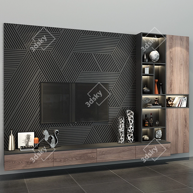 Modern Oak Cabinet - Stylish Storage Solution 3D model image 3