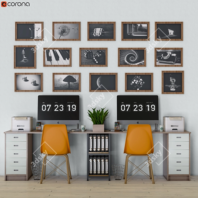 Modern Office Furniture Set 3D model image 1