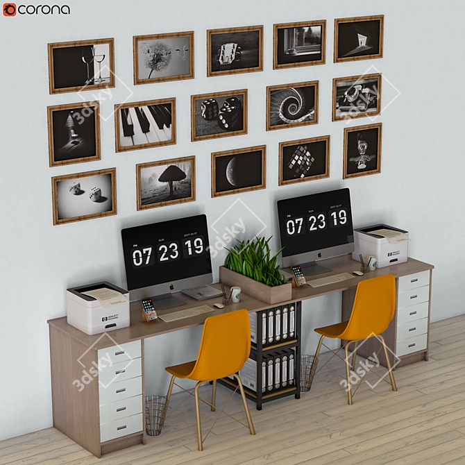 Modern Office Furniture Set 3D model image 3