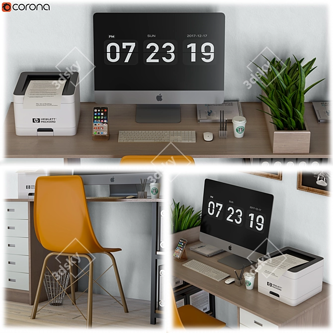 Modern Office Furniture Set 3D model image 4