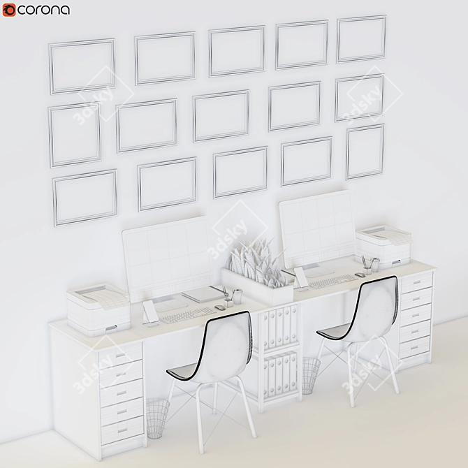 Modern Office Furniture Set 3D model image 5