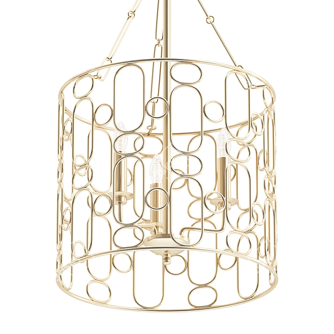 Elegant Gold Foyer Pendant Light 3D model image 1