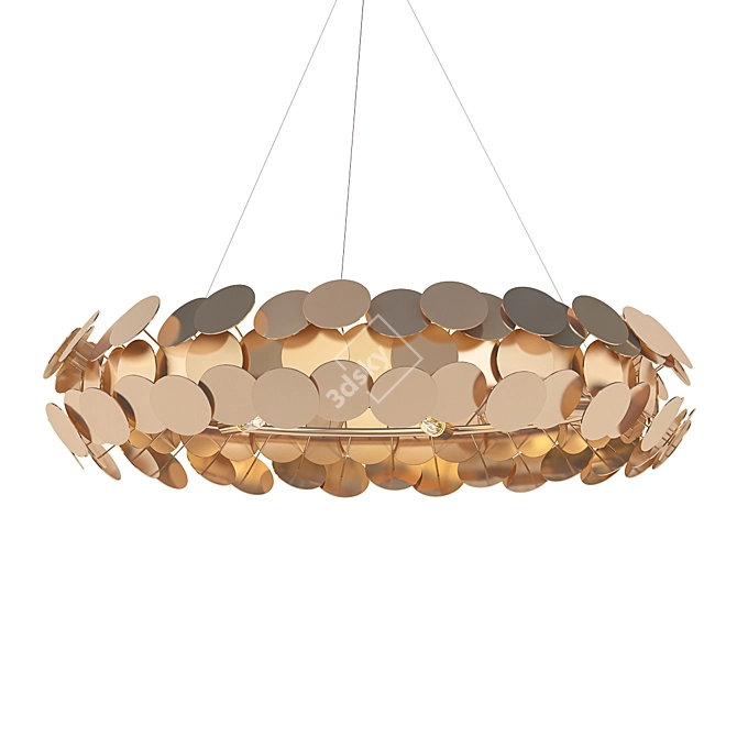 Sleek Metal Disc Chandelier 3D model image 1