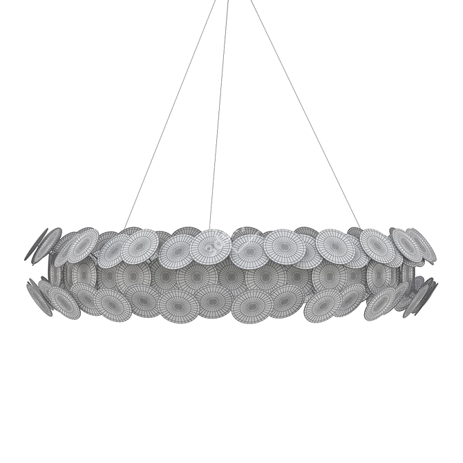 Sleek Metal Disc Chandelier 3D model image 2