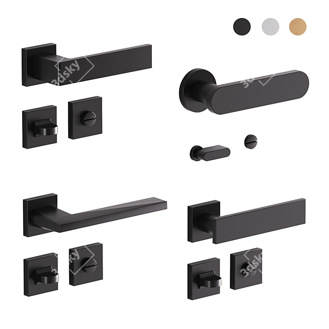 Stylish Lualdi Door Handles 3D model image 1