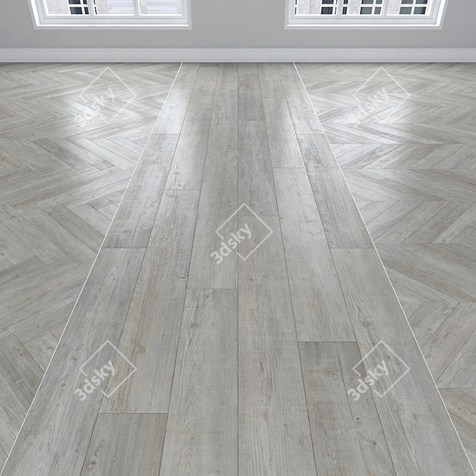 Oak Parquet Flooring: Herringbone, Linear & Chevron 3D model image 1