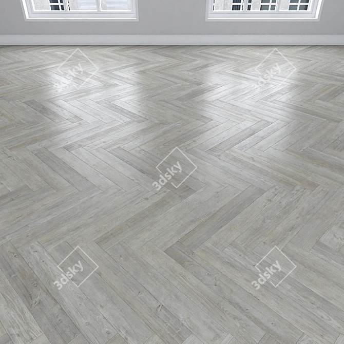 Oak Parquet Flooring: Herringbone, Linear & Chevron 3D model image 3