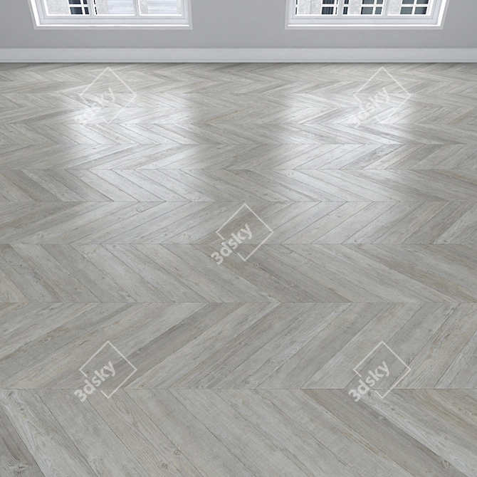 Oak Parquet Flooring: Herringbone, Linear & Chevron 3D model image 4