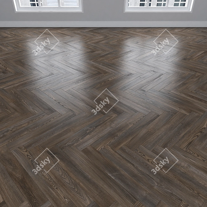 Parquet Oak: Herringbone, Linear, Chevron 3D model image 3