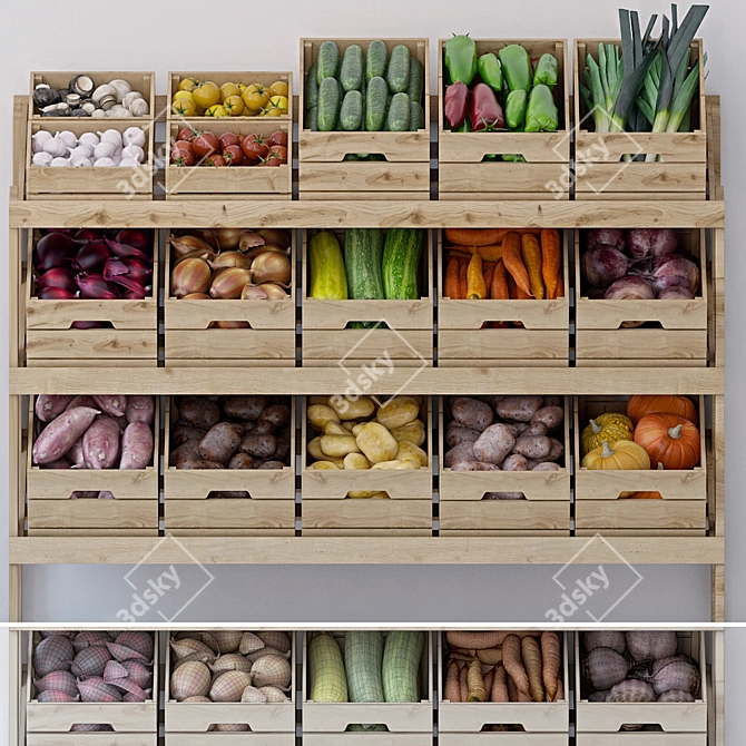 Fresh Veggie Box Set 3D model image 1