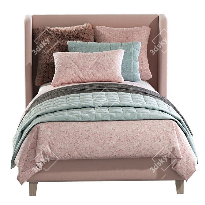 Angela Low Profile Upholstered Bed 3D model image 3