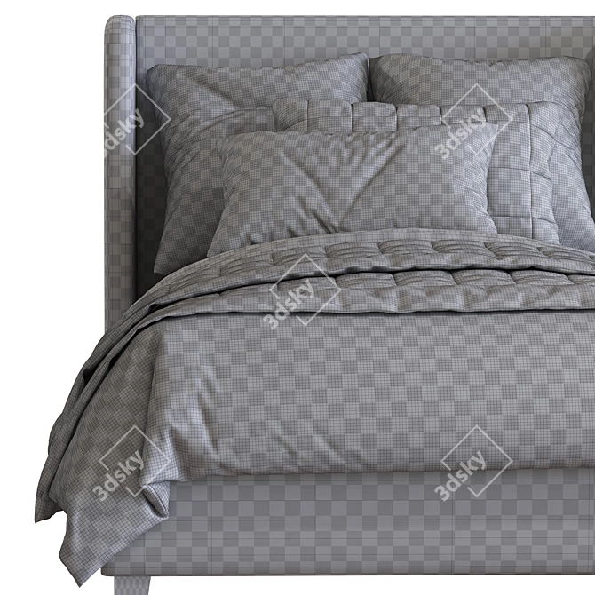 Angela Low Profile Upholstered Bed 3D model image 5