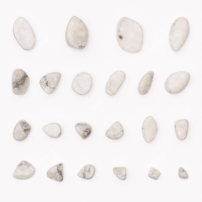 Smooth White Marble Pebbles (23-67mm) 3D model image 2