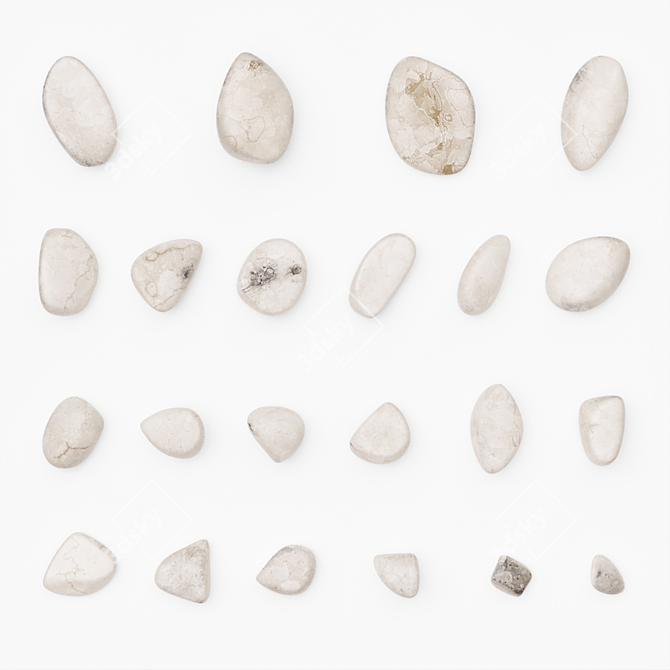 Smooth White Marble Pebbles (23-67mm) 3D model image 3