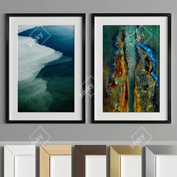 Elegant Art Frame: Wood & Metal 3D model image 2