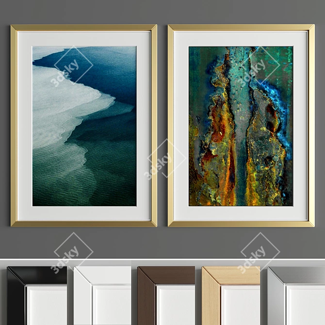 Elegant Art Frame: Wood & Metal 3D model image 4