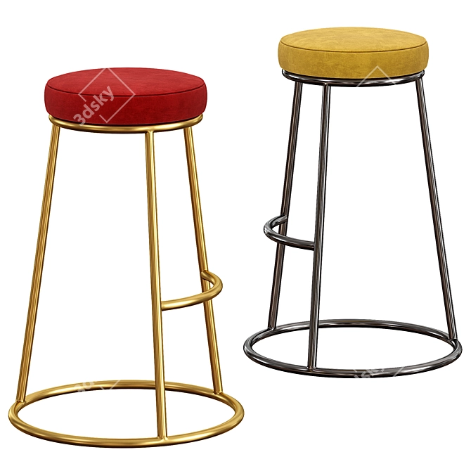 Scandi Bar Stool: Modern Scandinavian Style Seating 3D model image 1