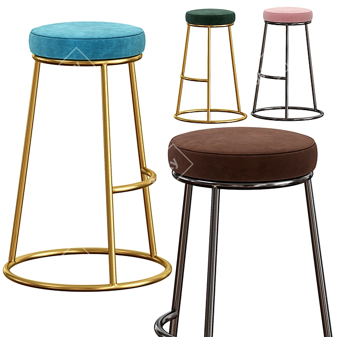 Scandi Bar Stool: Modern Scandinavian Style Seating 3D model image 2