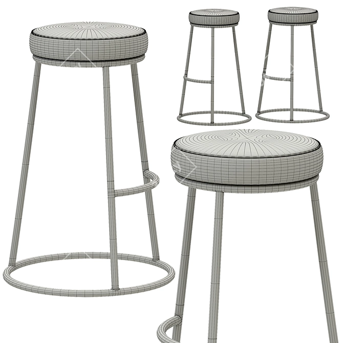 Scandi Bar Stool: Modern Scandinavian Style Seating 3D model image 3