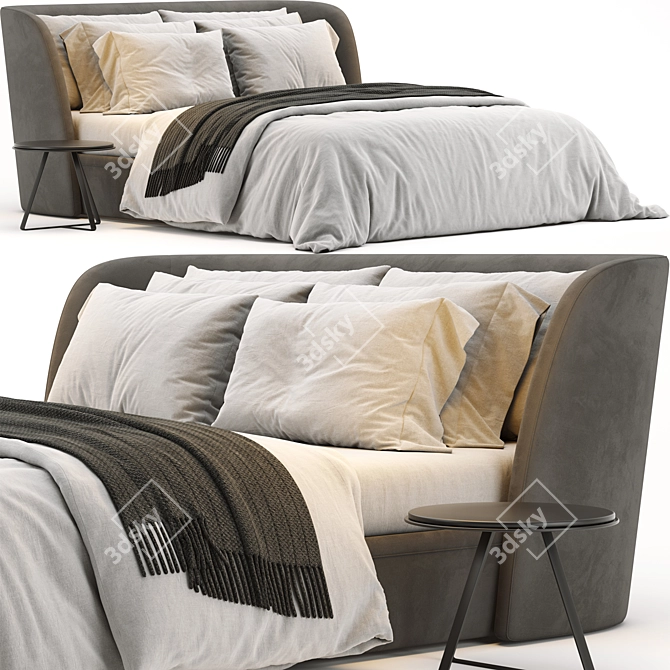 Luxurious Rolf Benz Tondo Fabric Bed 3D model image 1