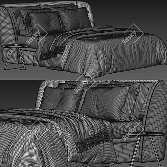 Luxurious Rolf Benz Tondo Fabric Bed 3D model image 5