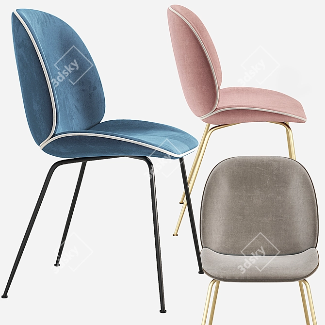 GUBI Beetle Velvet Dining Chair 3D model image 6