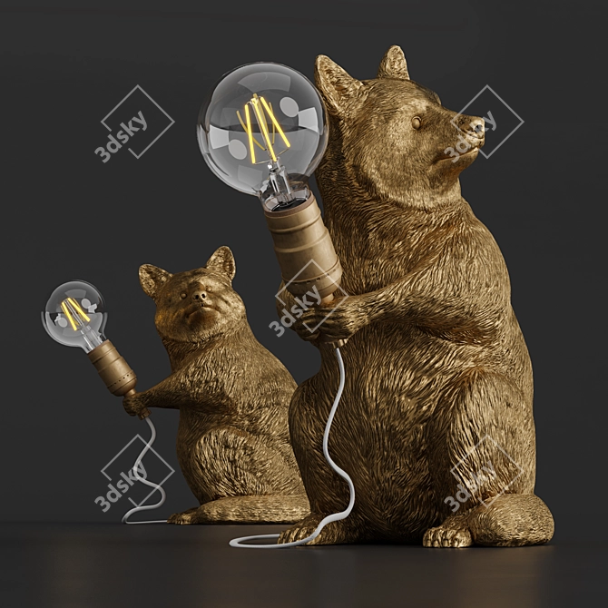 Woodland Glow Raccoon Lamp 3D model image 3