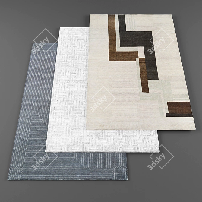 Modern Rugs Collection: High Resolution, 5-Piece Set 3D model image 1