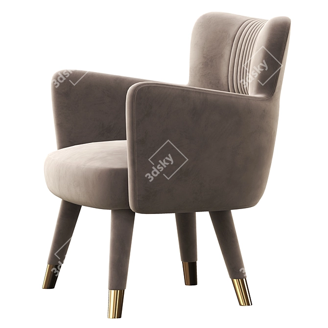 Vintage Elegance: Shane Wingback Accent Chair 3D model image 3