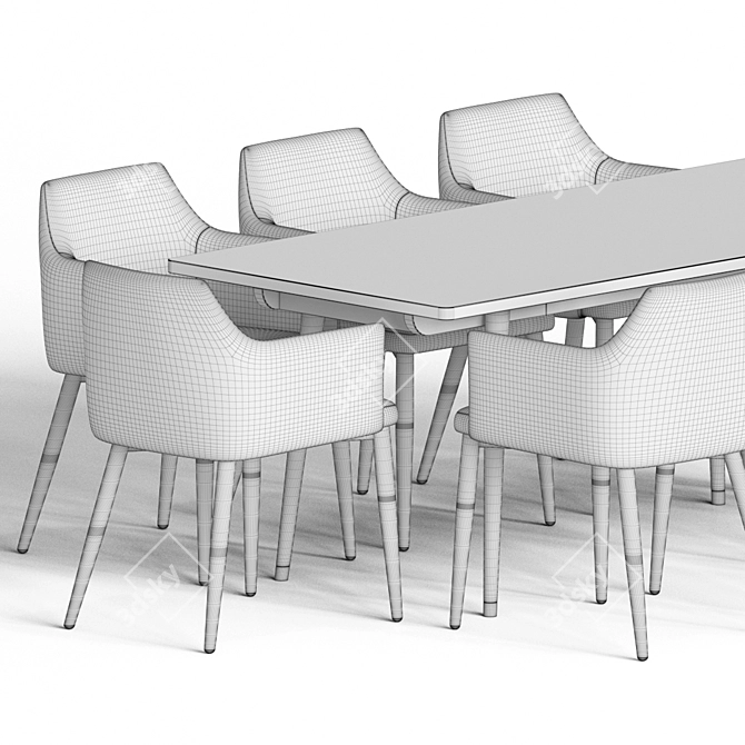 Modern 3-Piece Dining Set 3D model image 4