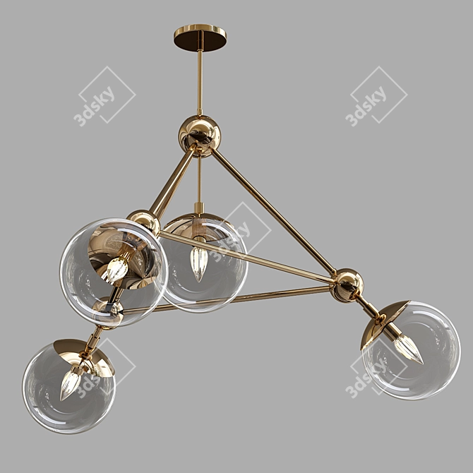 VBGold Chandelier - Elegant Lighting for Luxurious Spaces 3D model image 3