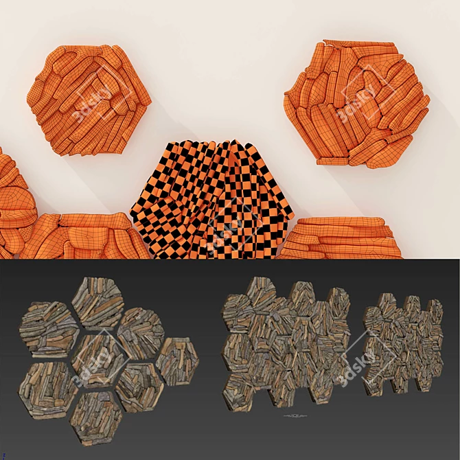 Hexagon Branch Panel: Nature-inspired 3D Model 3D model image 10