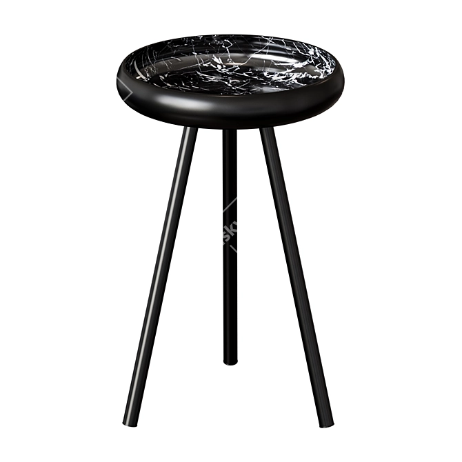 Modern Black Metal Side Table 3D model image 1