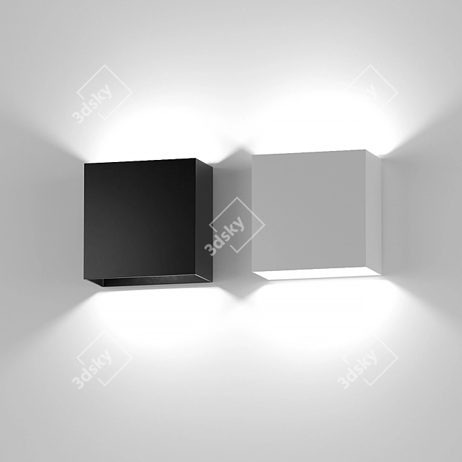 Modern Square Aluminum Wall Light 3D model image 2