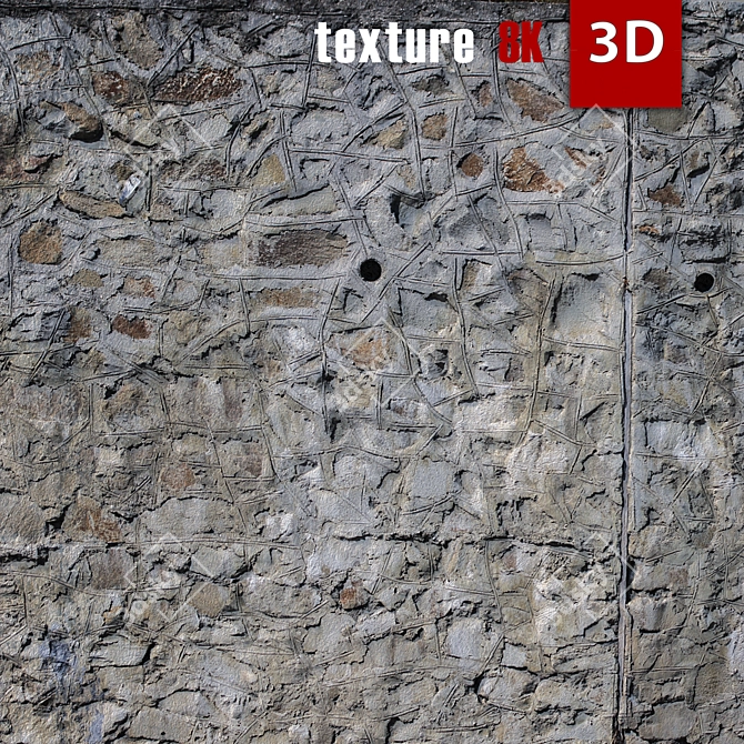 Stone Wall 3D Model 3D model image 3