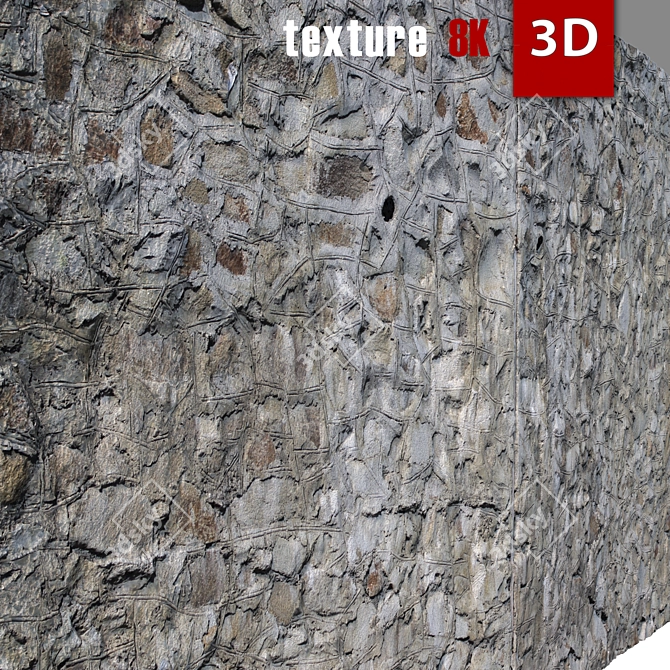 Stone Wall 3D Model 3D model image 5