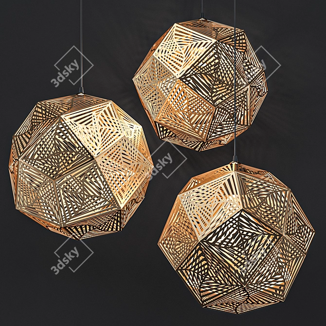 Geometric Metal Perforated Lamp 3D model image 1